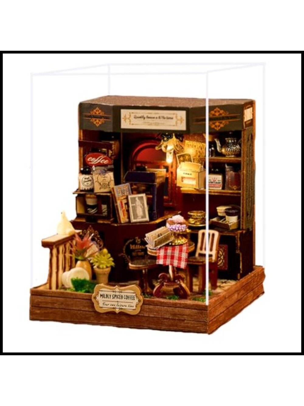 DIY Miniature House Kit LED 3D Wooden Puzzle Book Nook Adults